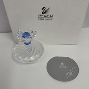 Swarovski Silver Crystal Blue Flower Jewel Box 207886 A 7464 NR 000 001 Box COA
